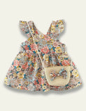 Flower Printed Sleeveless Dress+Floral Bow Bag - Mini Taylor