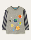 Glowing Space Astronaut Printed Long Sleeve T-shirt - Mini Taylor