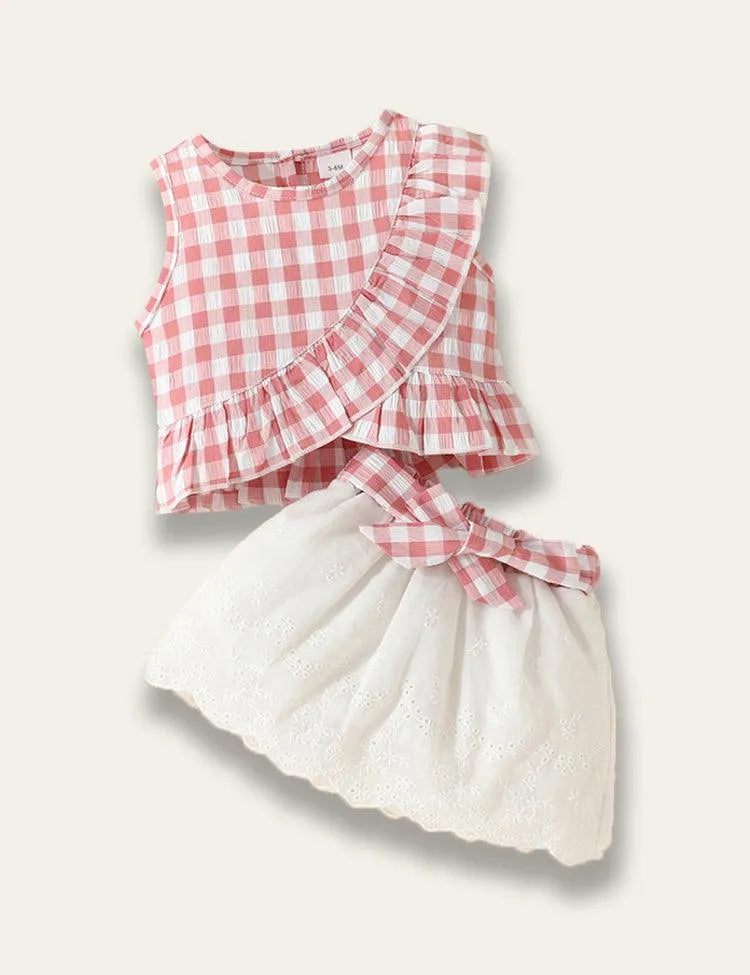 Multicolor Plaid Top + Skirt Set - Mini Taylor