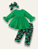 St.Patrick's Day Flared Long Sleeve Dress+Clover Pants - Mini Taylor